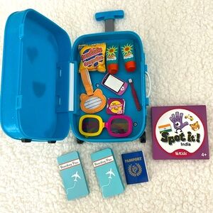 American Girl size travel suitcase with accessories